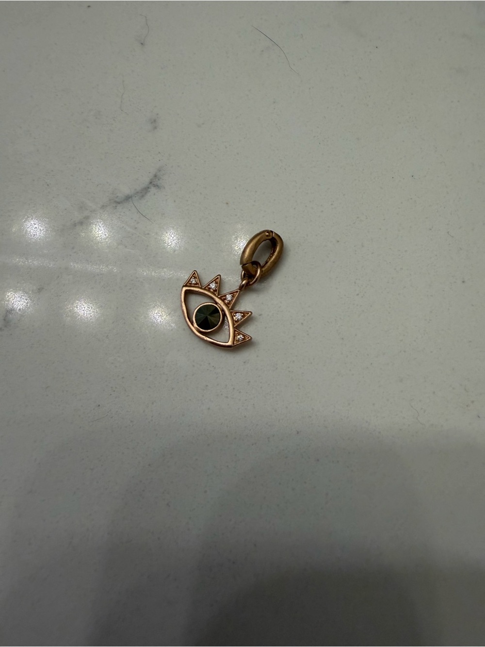Rose gold Eye Charm Pendant with Stone Center